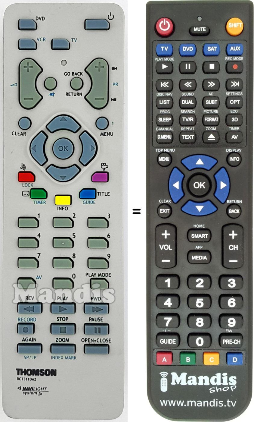 Replacement remote control RCT311DA2
