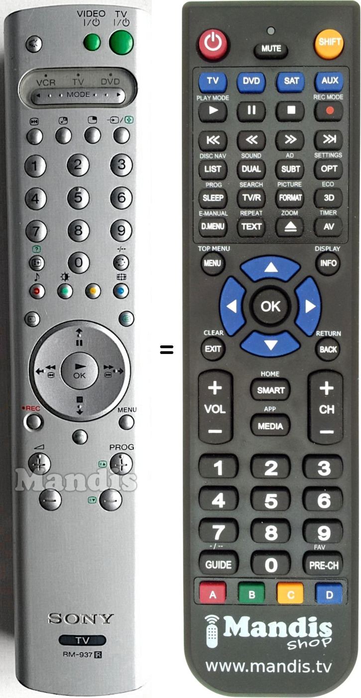 Télécommande équivalente Sony RM-937
