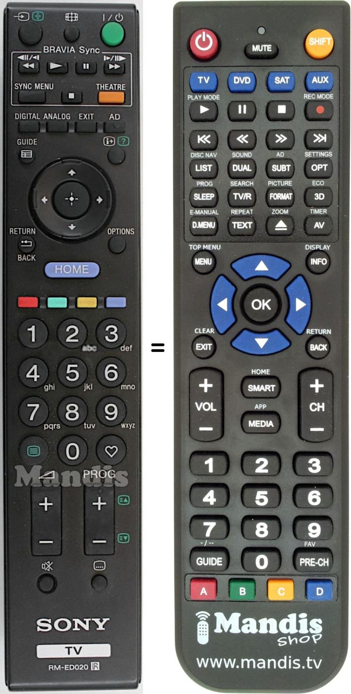 Télécommande équivalente RM-ED020