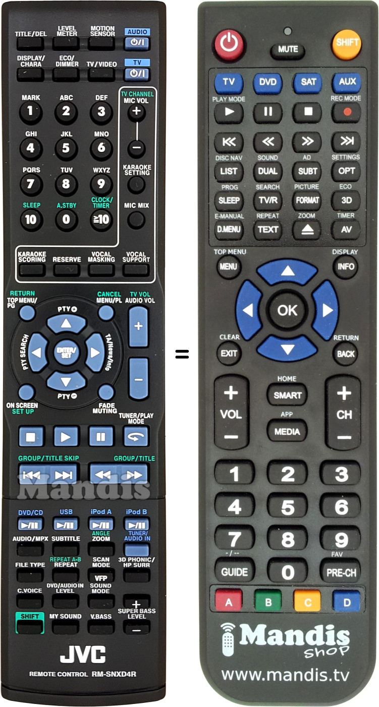 Télécommande équivalente JVC RM-SNXD4R