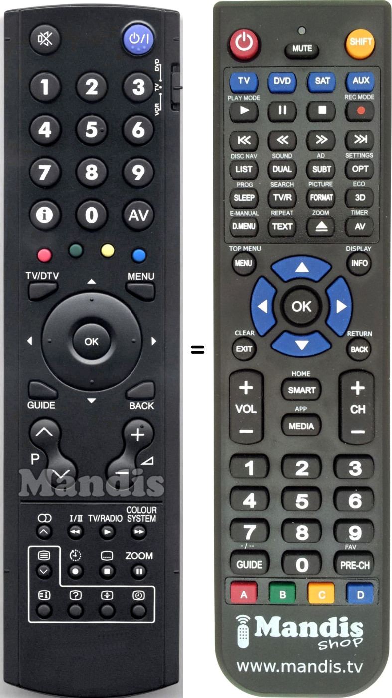Replacement remote control JVC RM-C1893B-1C