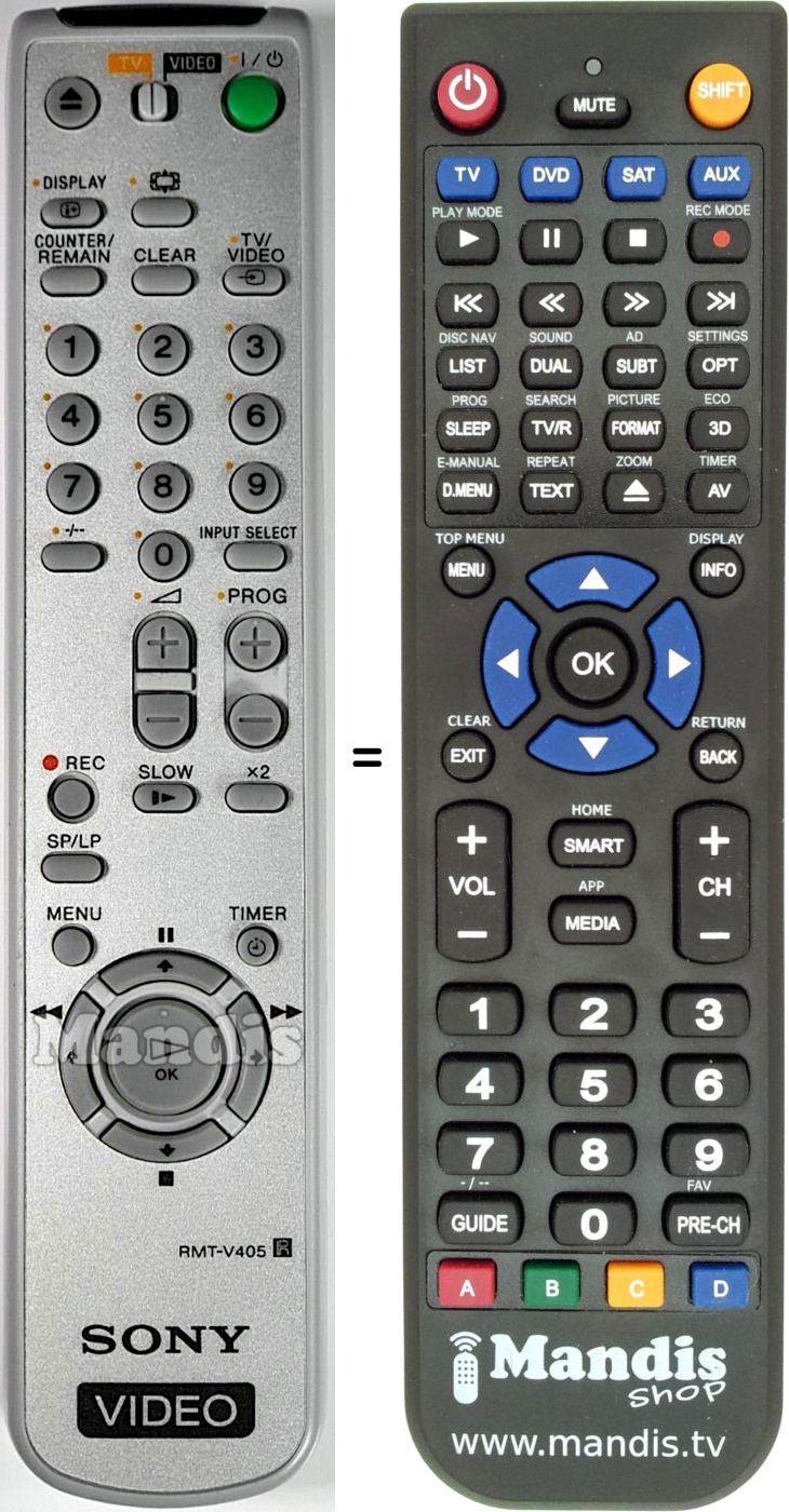 Gleichwertige Fernbedienung Sony RMT-V405