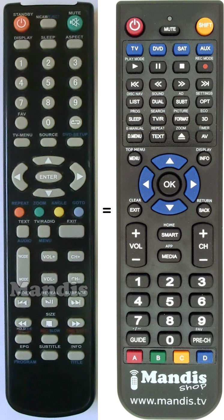 Replacement remote control MYTV TQL019001