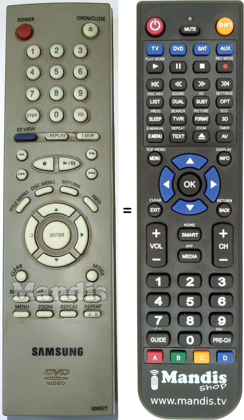 Replacement remote control Samsung 00092 T