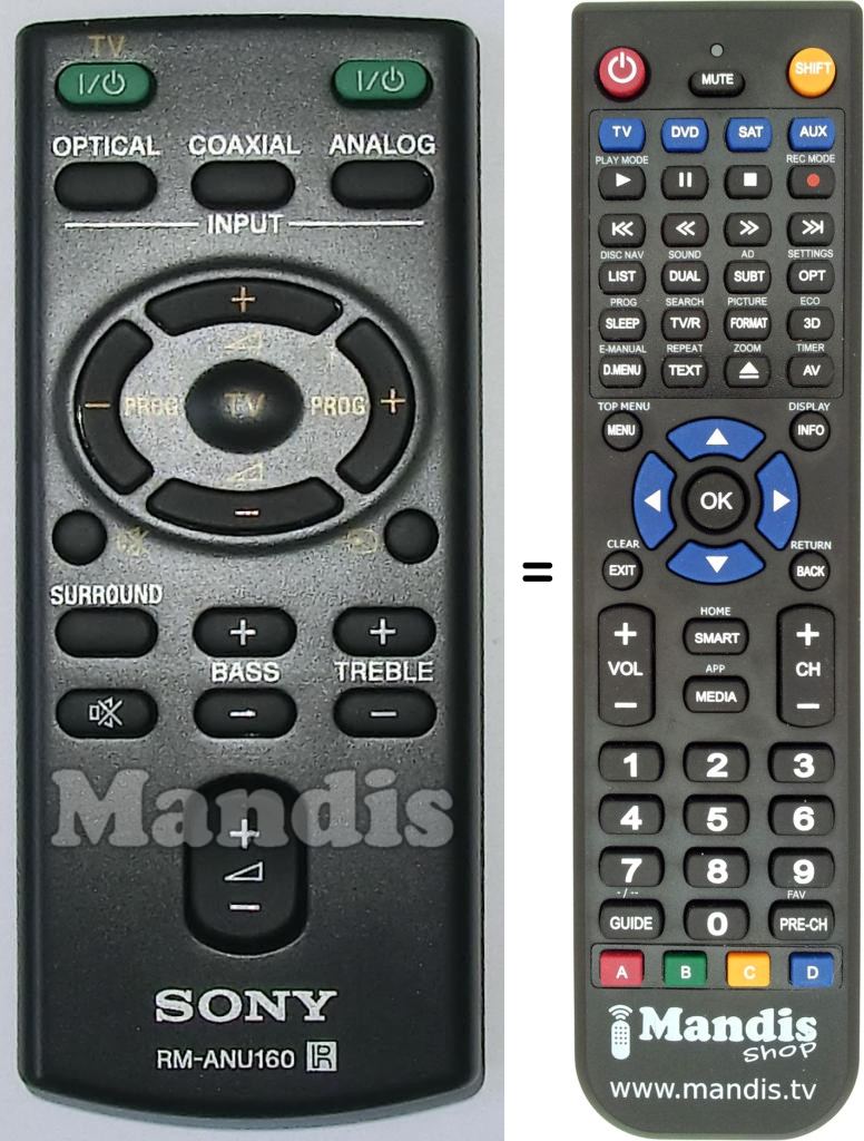 Gleichwertige Fernbedienung Sony RM-ANU160