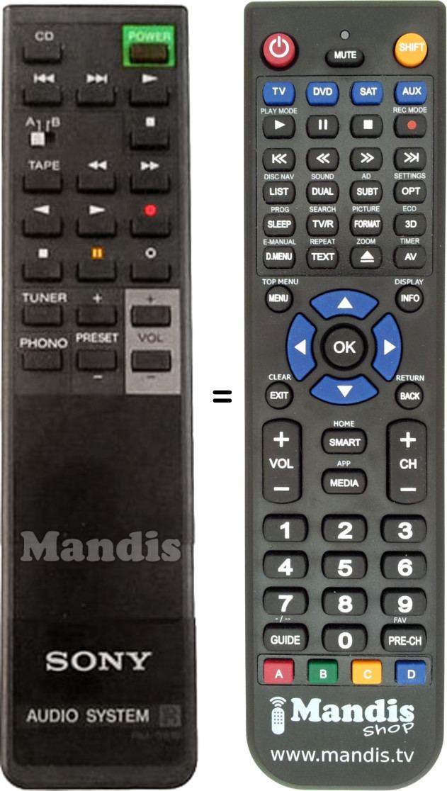 Télécommande équivalente RM-S616