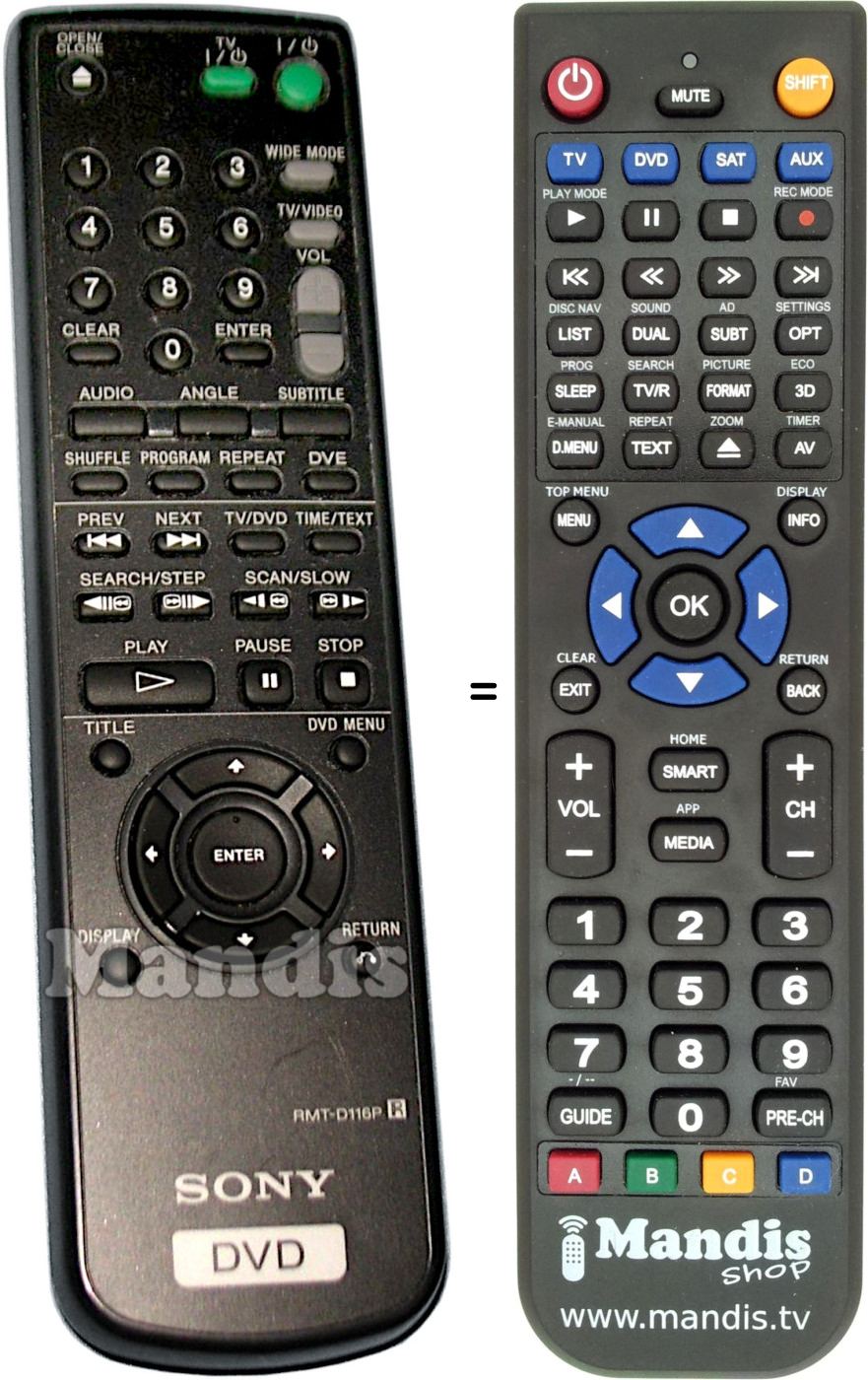 Télécommande équivalente Sony RMT-D116P
