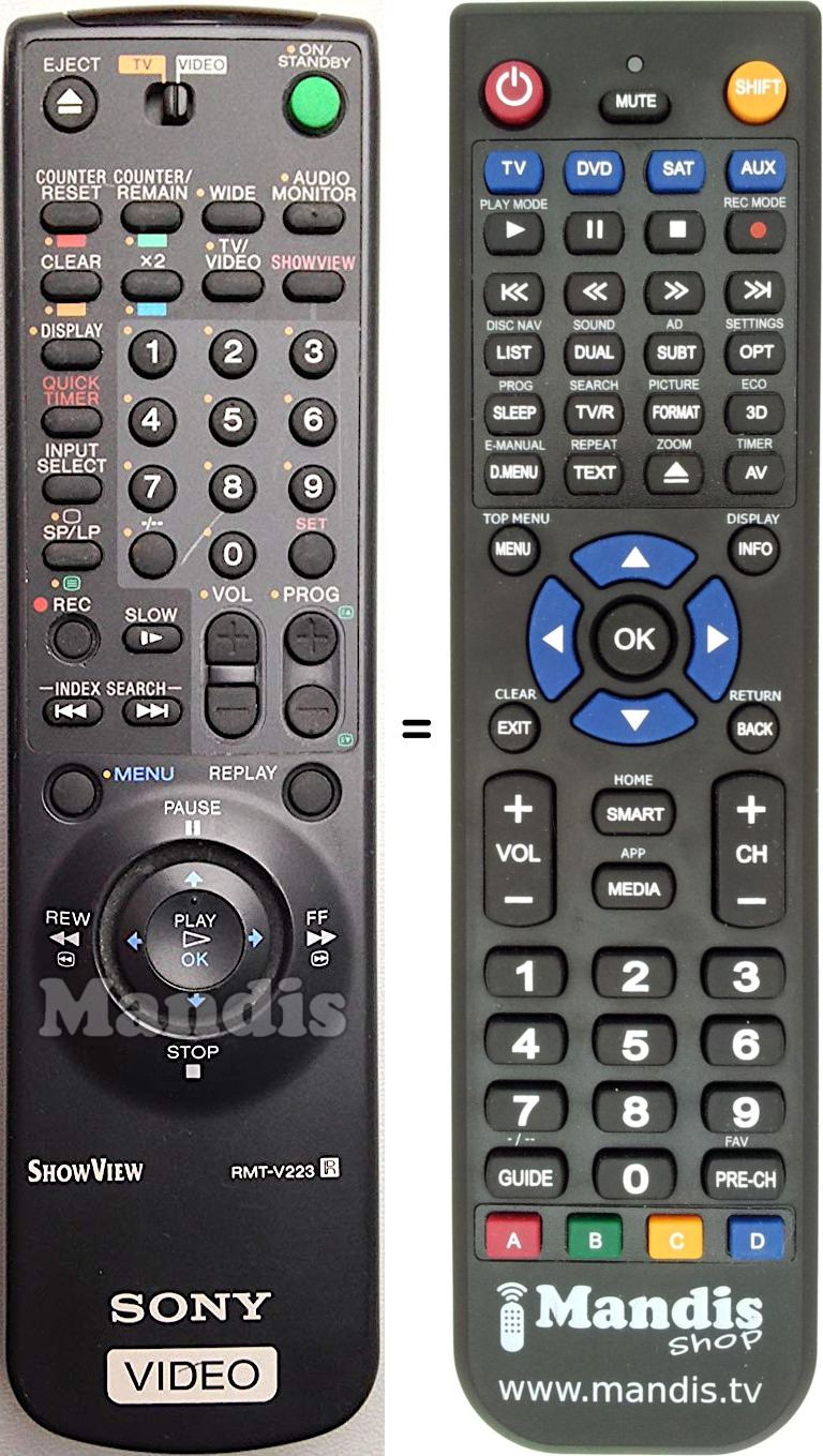 Télécommande équivalente Sony RMT-V223