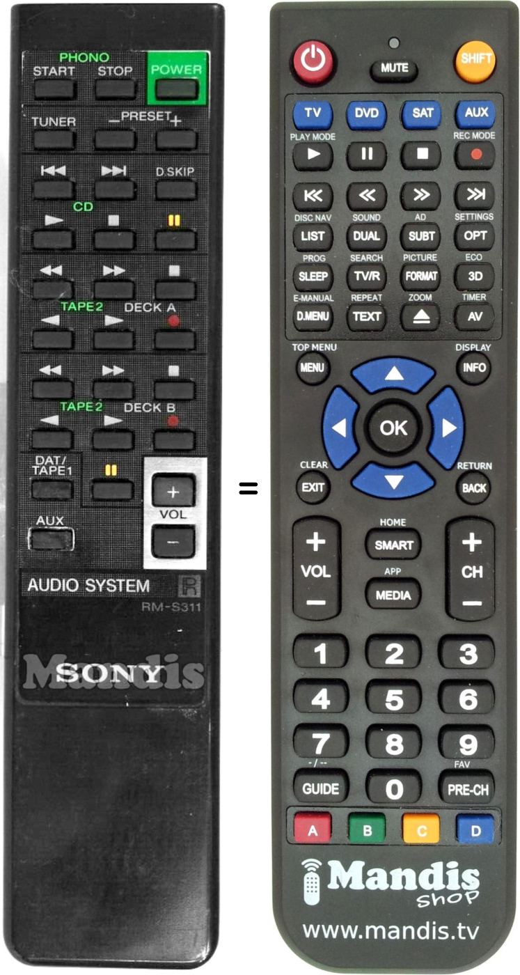 Télécommande équivalente Sony RM-S311
