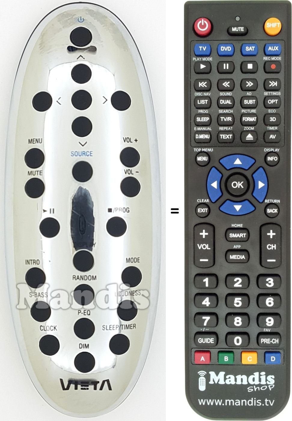 Replacement remote control VIE008
