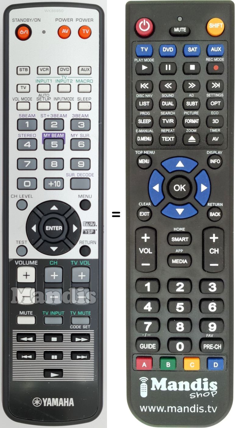 Replacement remote control Yamaha WK869500