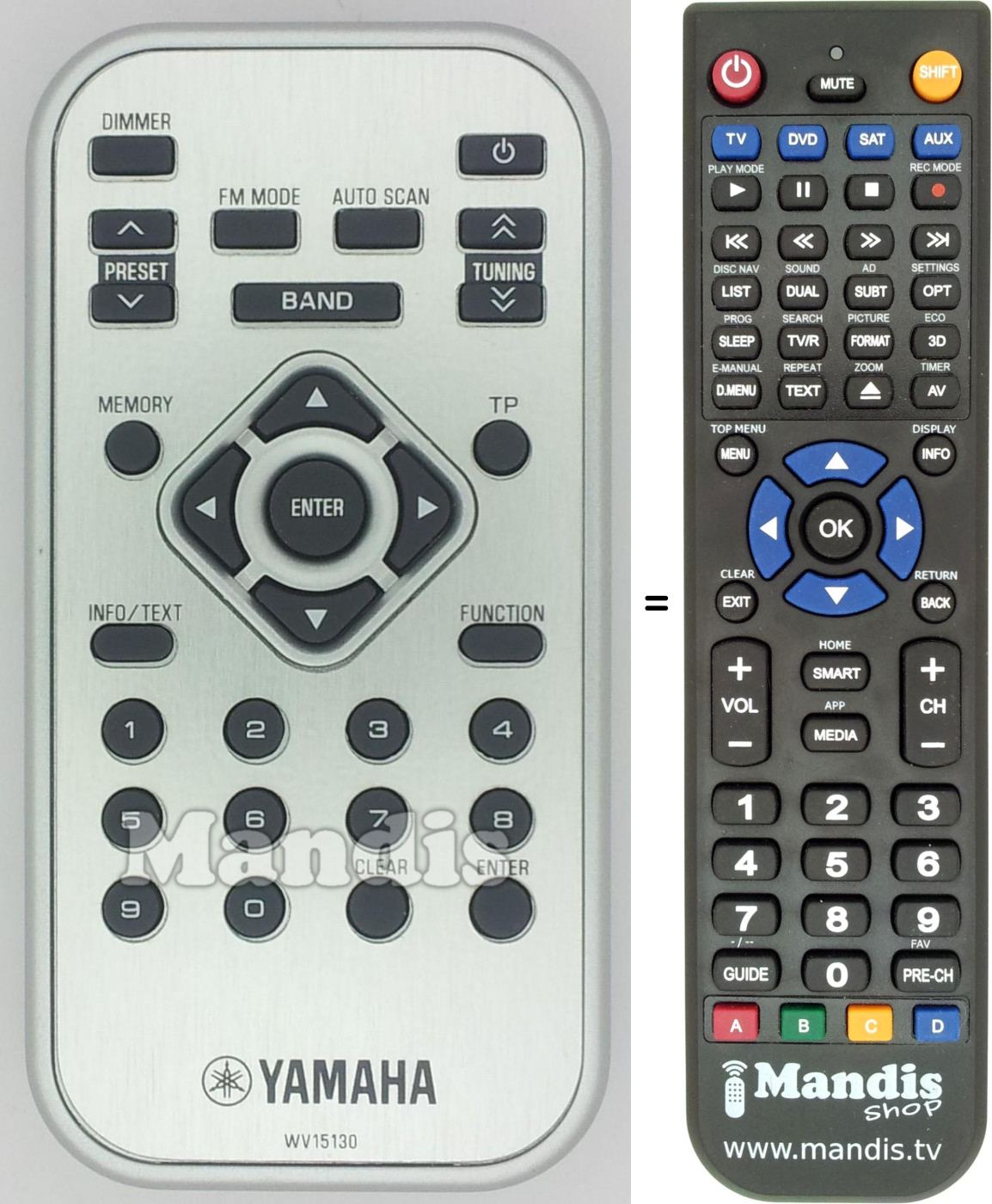 Gleichwertige Fernbedienung Yamaha WV151300