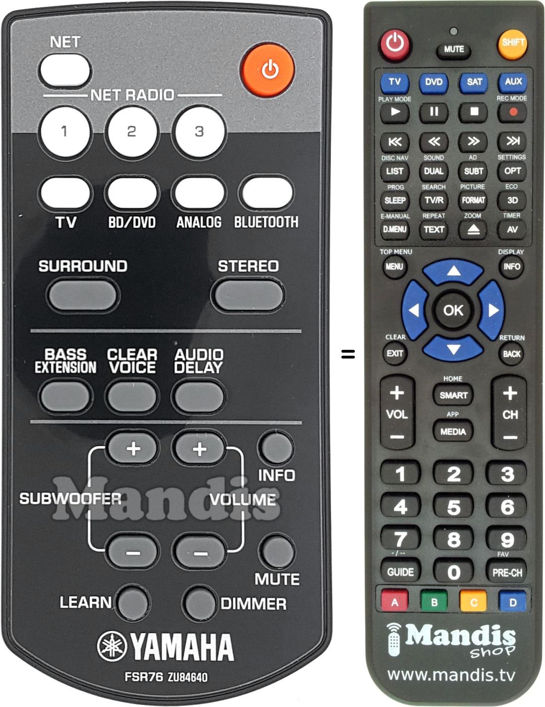 Replacement remote control Yamaha FSR76