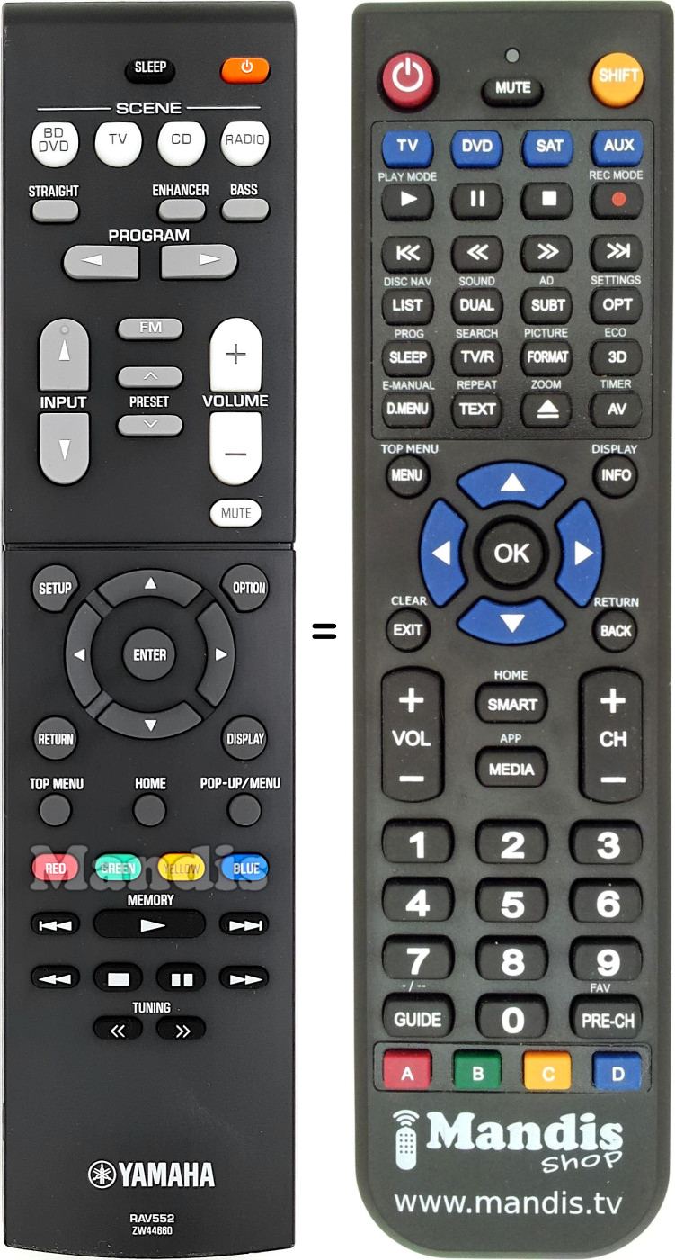 Replacement remote control Yamaha RAV552