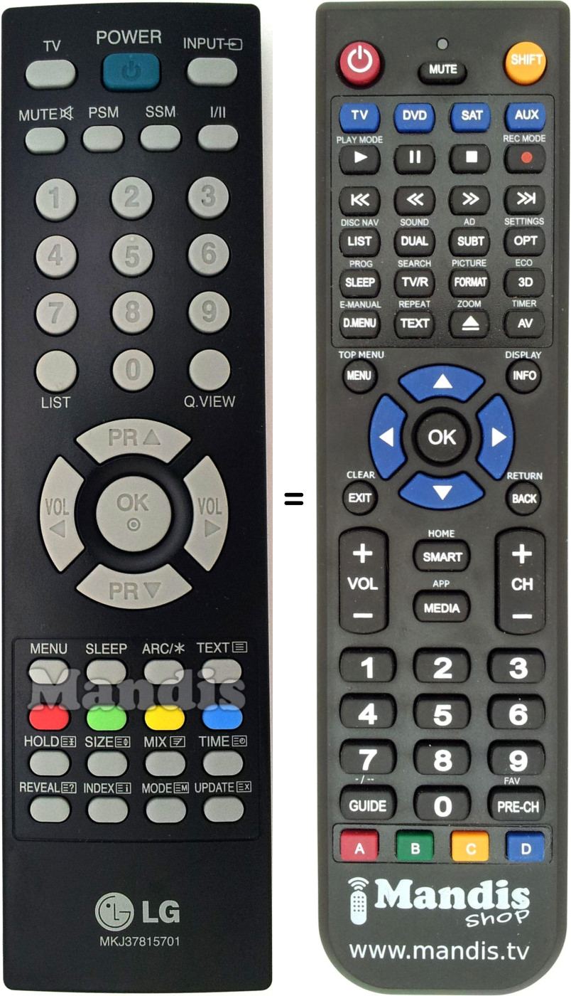 Replacement remote control LG MKJ 37815701