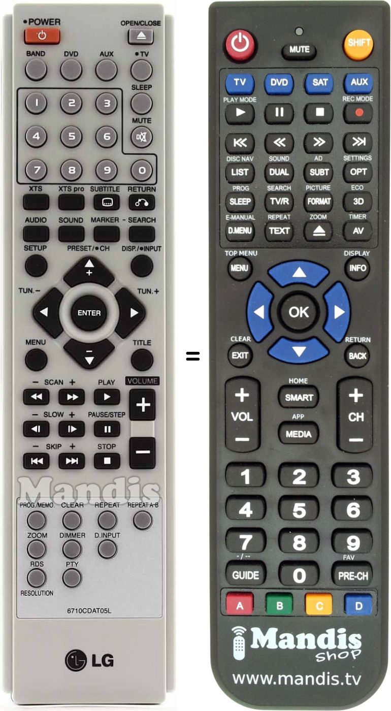 Télécommande équivalente LG 6710CDAT05L