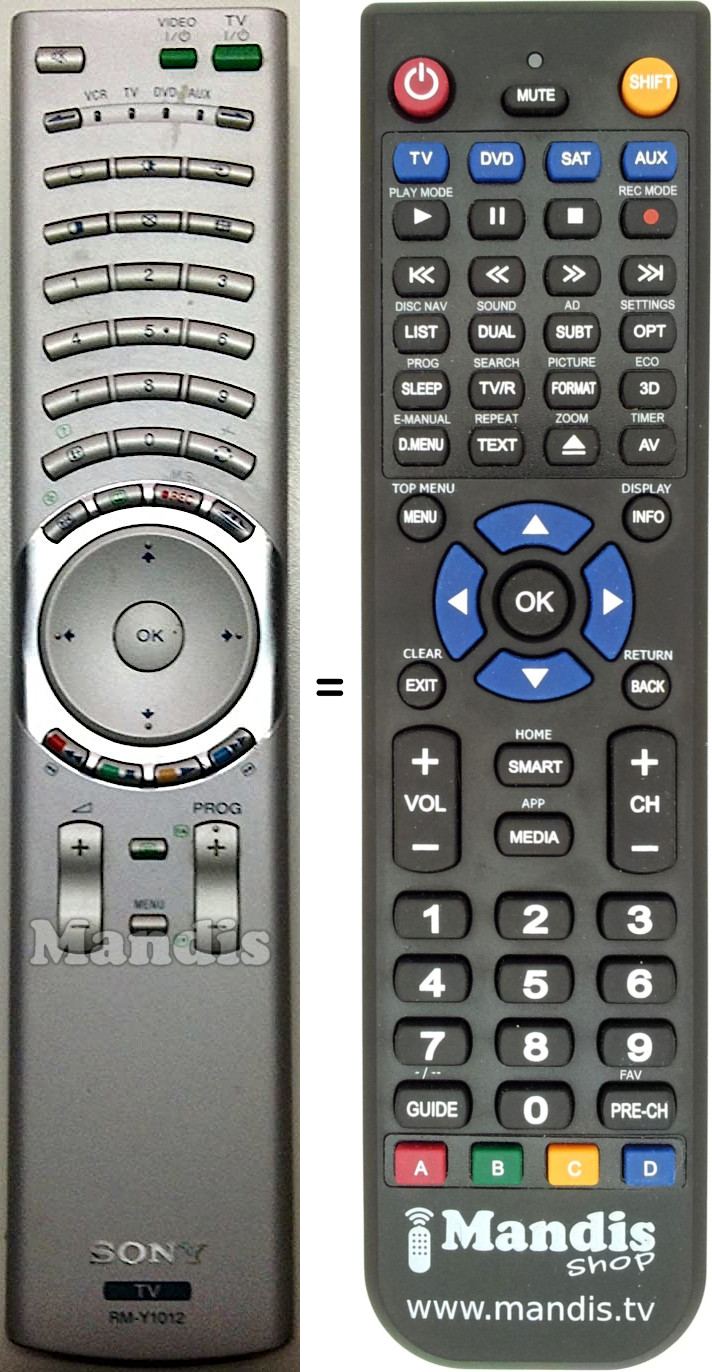 Télécommande équivalente Sony RM-Y1012