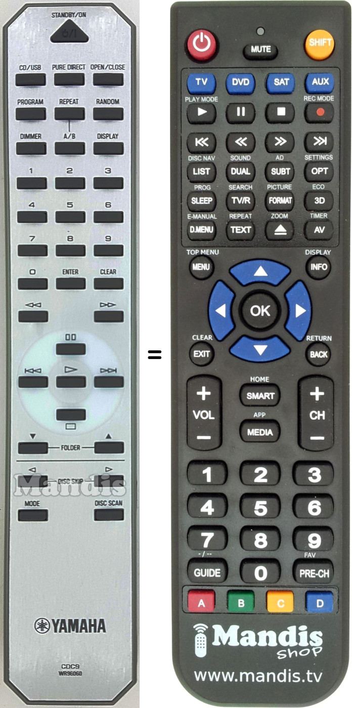 Gleichwertige Fernbedienung Yamaha CDC9