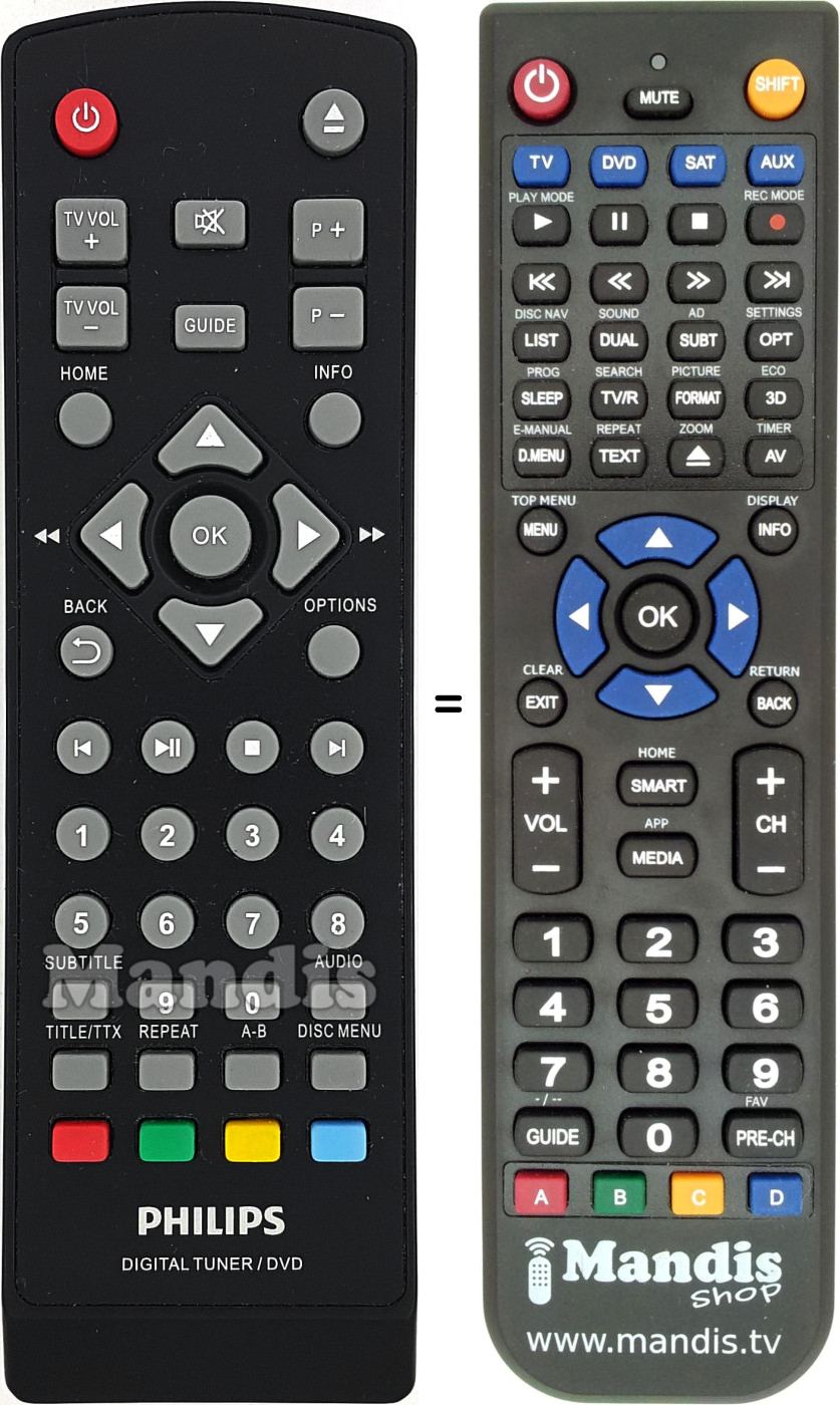 Replacement remote control Philips RC-DTP2130