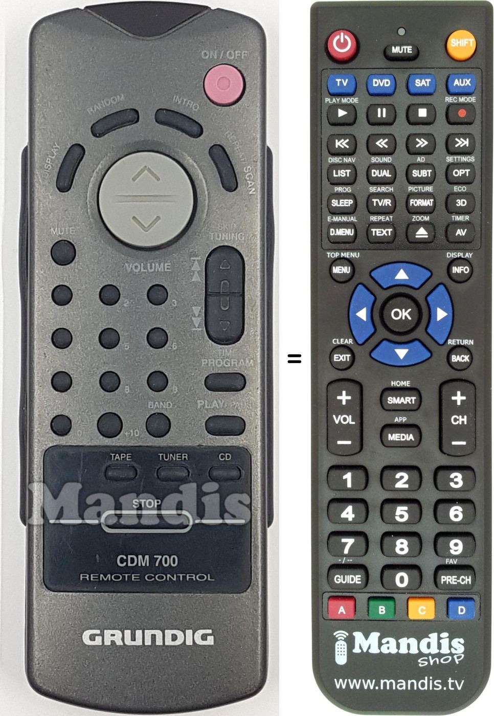 Replacement remote control CDM700