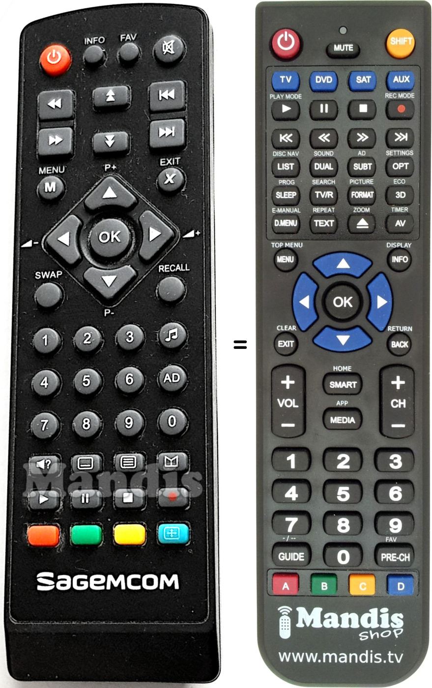 Replacement remote control Sagem DT 84 HD