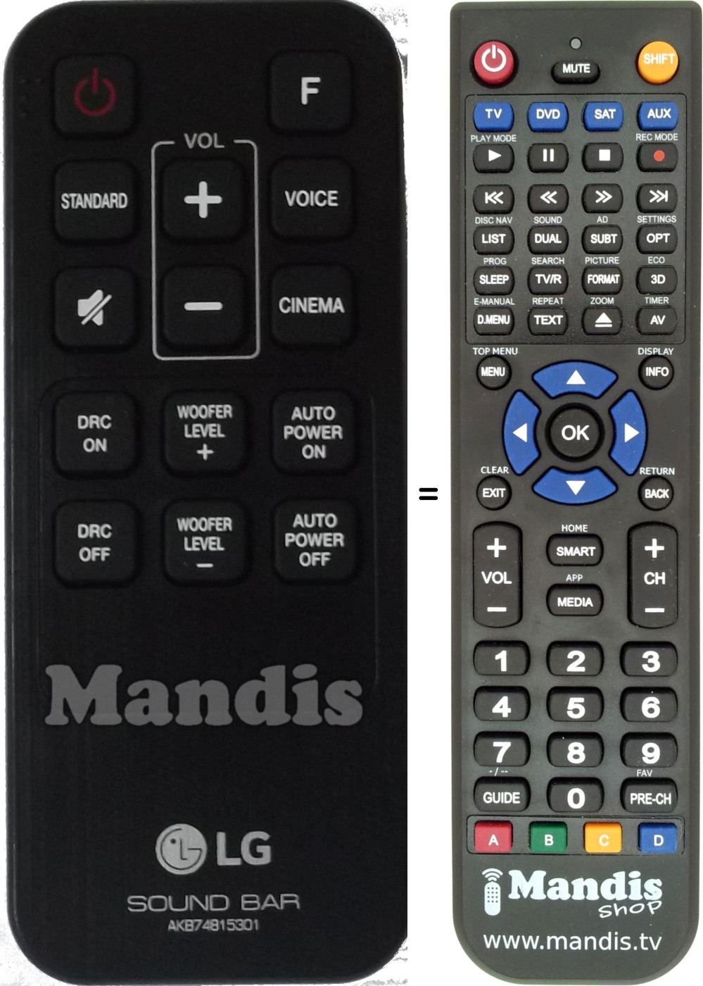 Télécommande équivalente LG AKB74815301