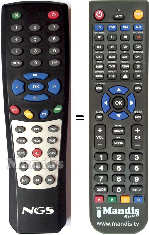 Replacement remote control NGS001