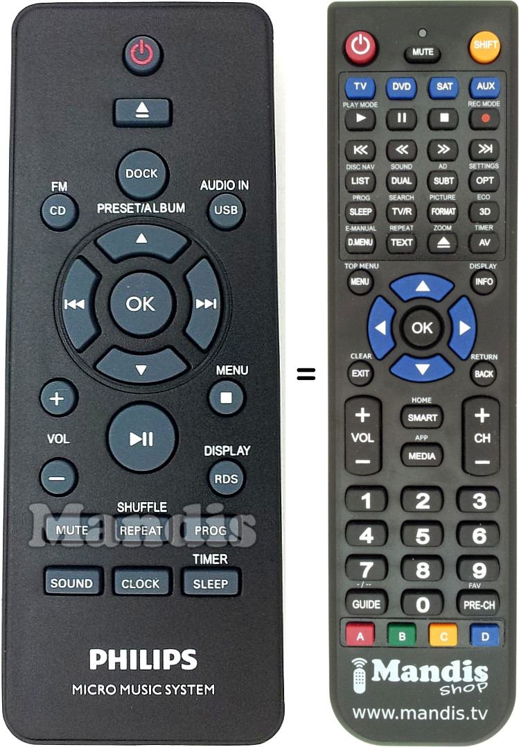 Télécommande équivalente Philips 996510068077