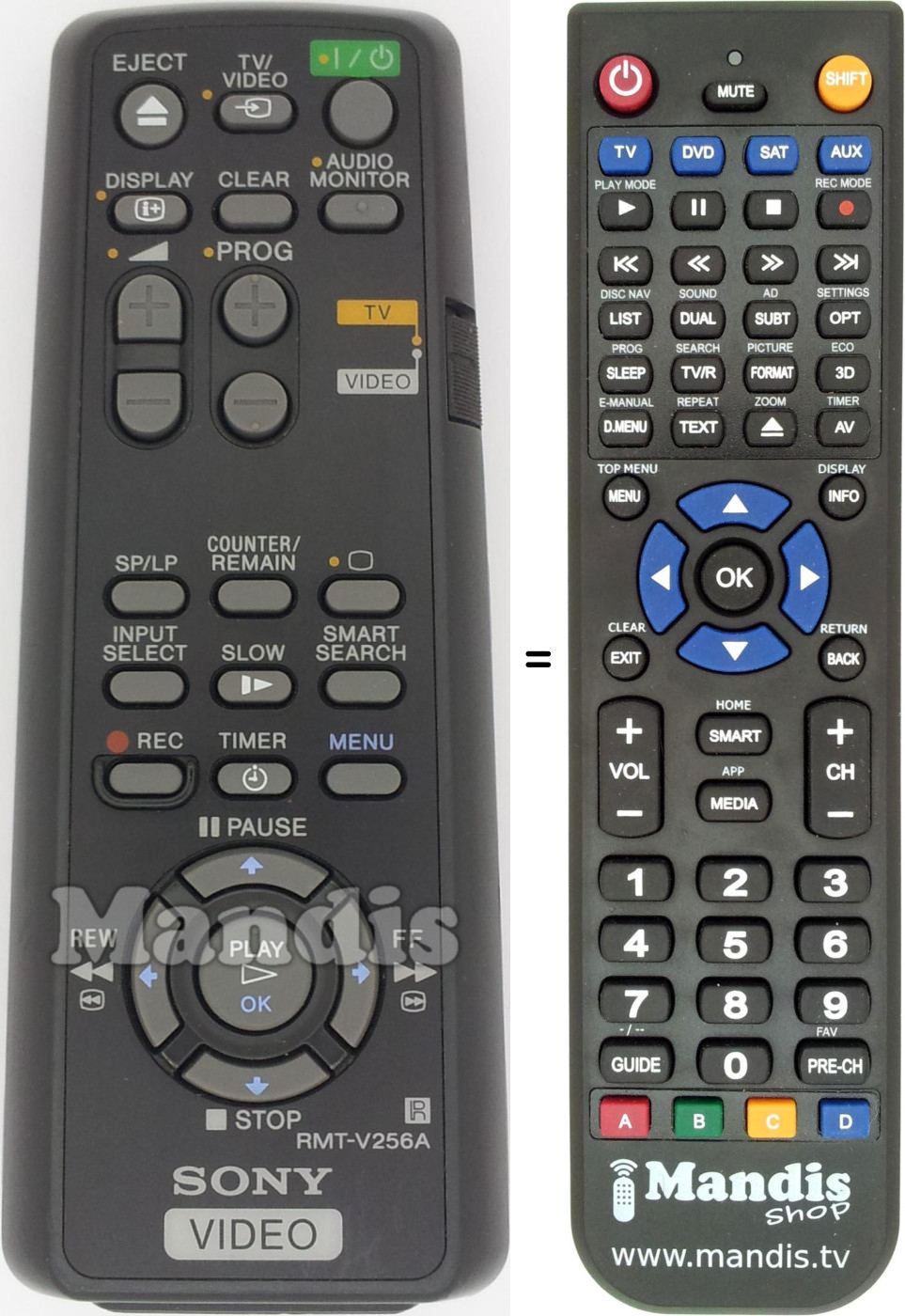 Télécommande équivalente RMT-V 256 A