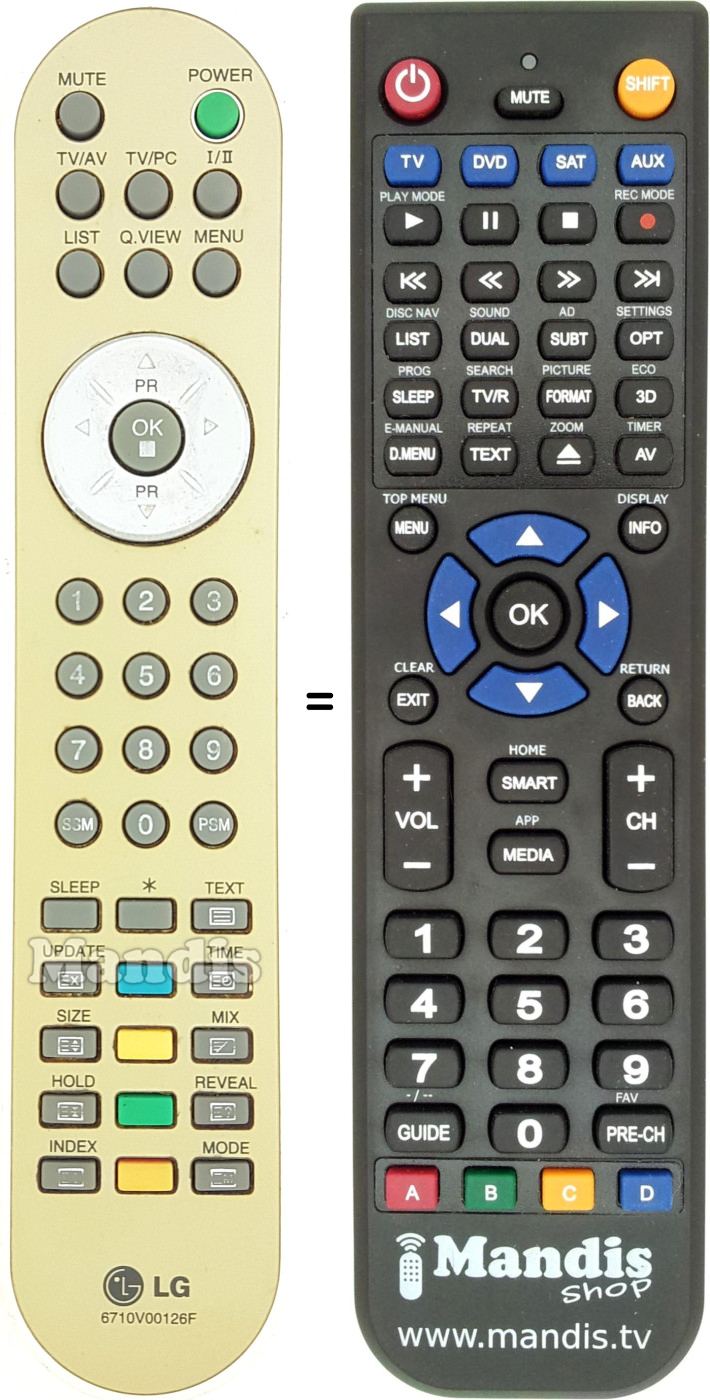 Télécommande équivalente 6710V00126F