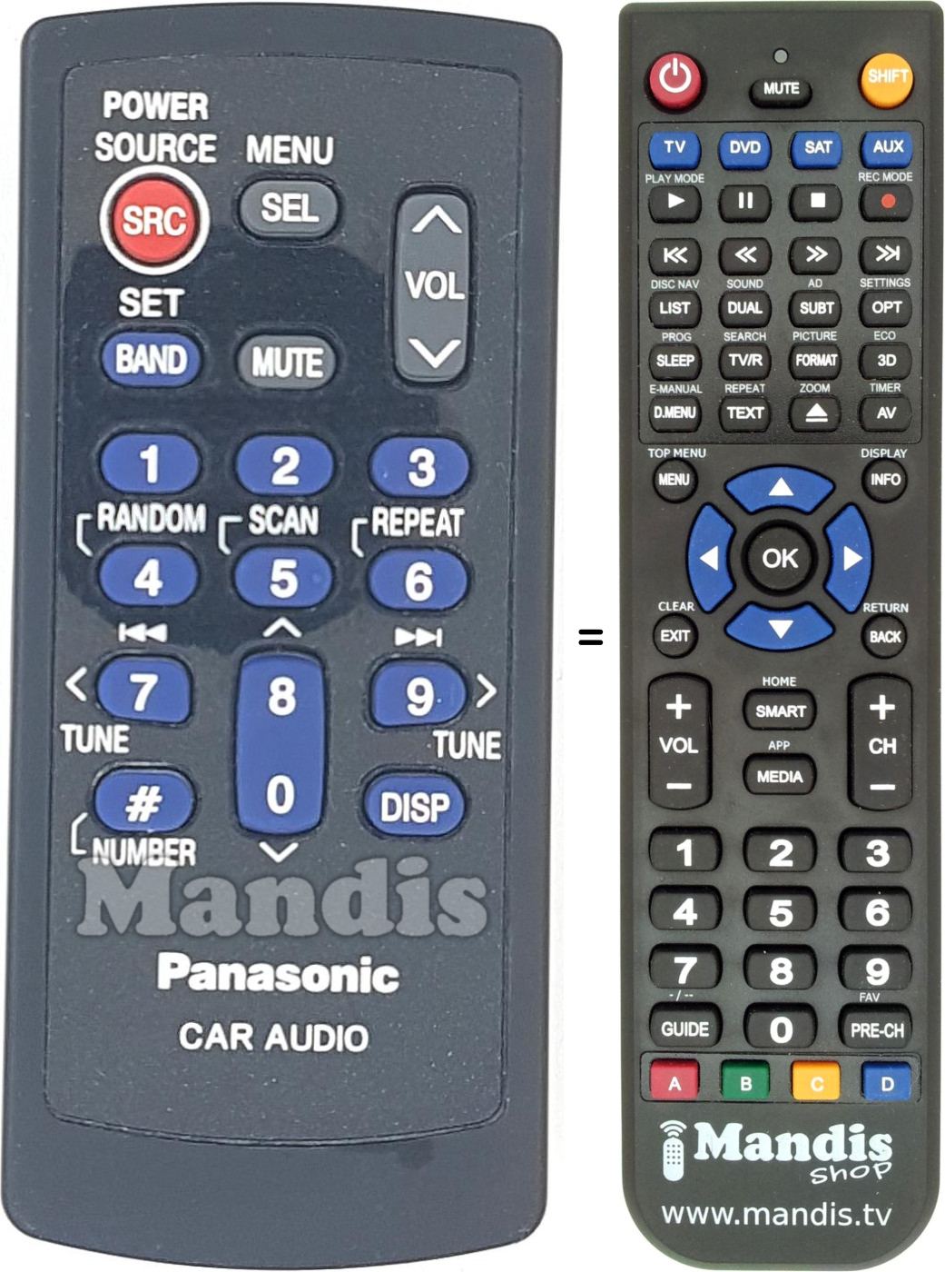 Replacement remote control Panasonic EUR7641010
