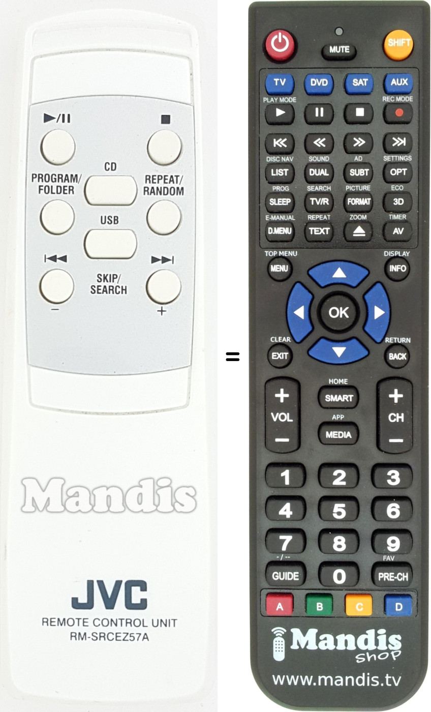 Replacement remote control JVC RM-SRCEZ57A
