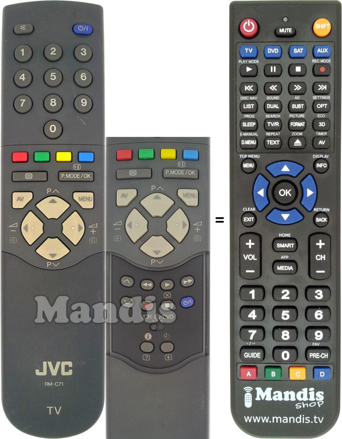 Télécommande équivalente JVC RM-C 71