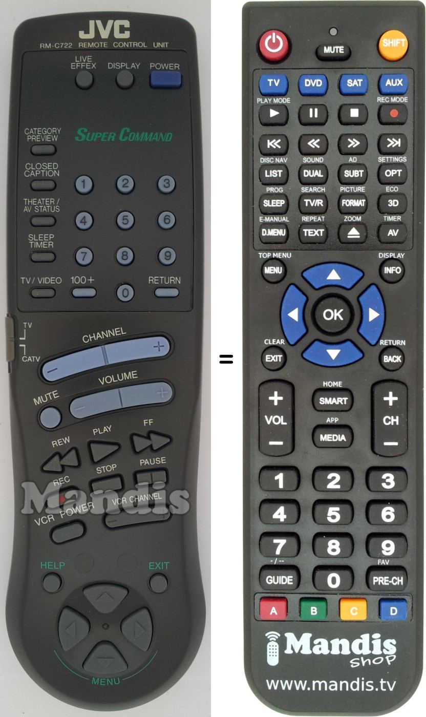 Télécommande équivalente RM-C722