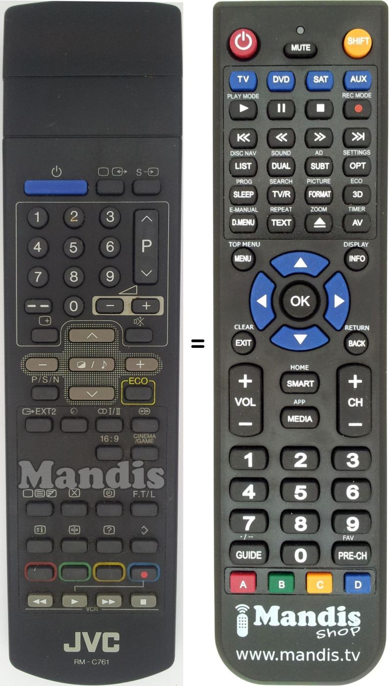 Télécommande équivalente JVC RM-C 761