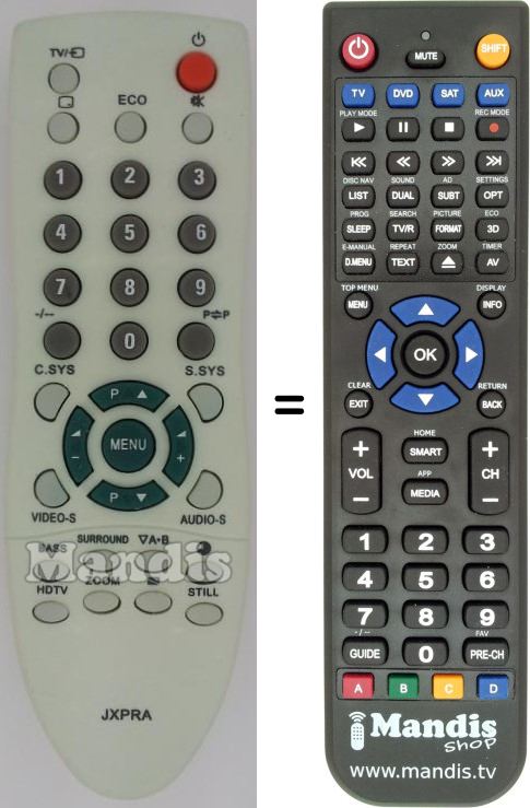 Télécommande équivalente JXPRA