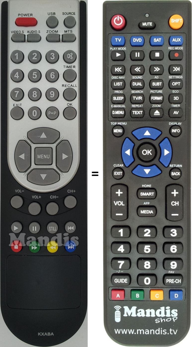 Télécommande équivalente KXABA