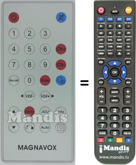 Replacement remote control Magnavox drmct007t8