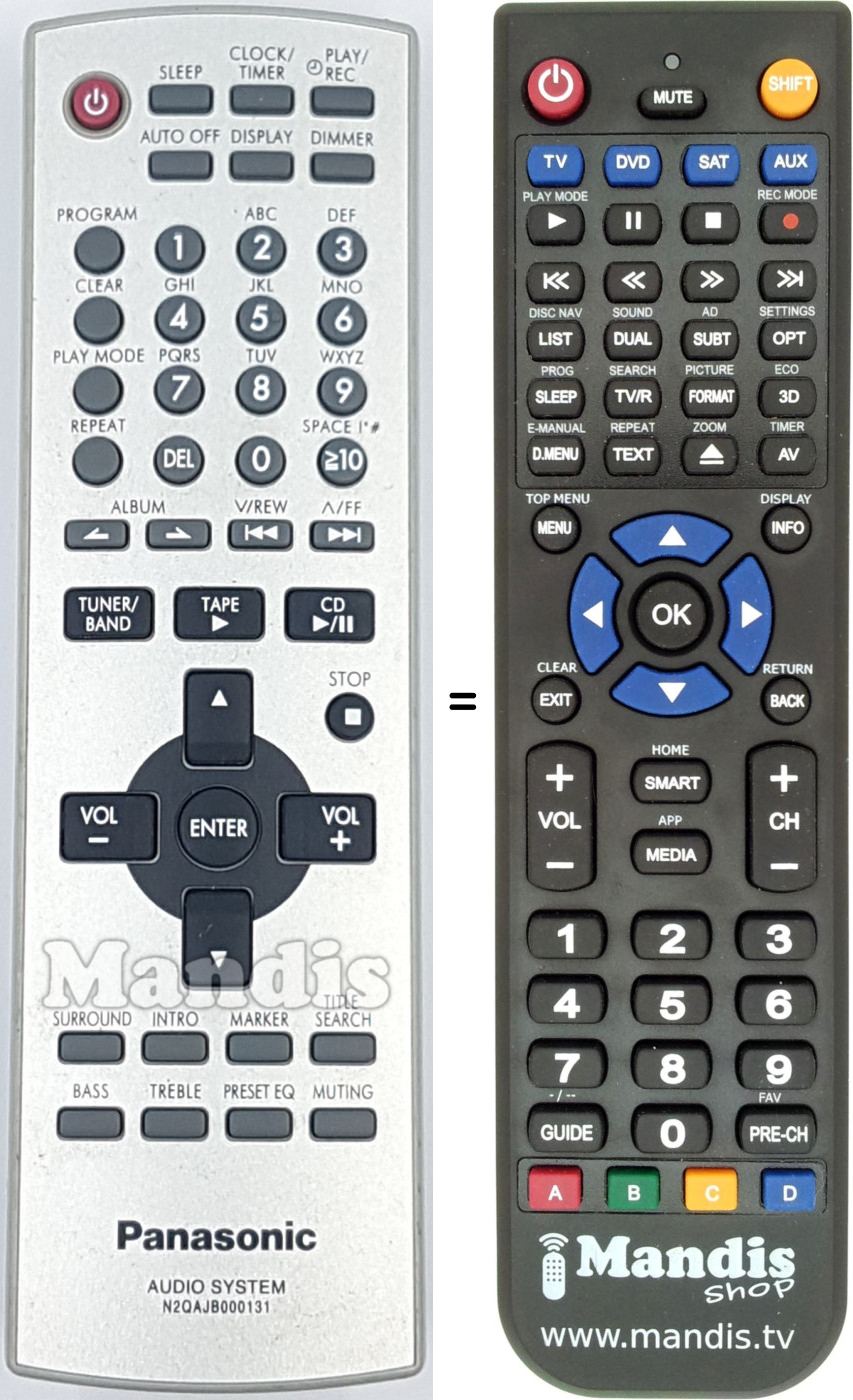Replacement remote control Panasonic N2QAJB000131