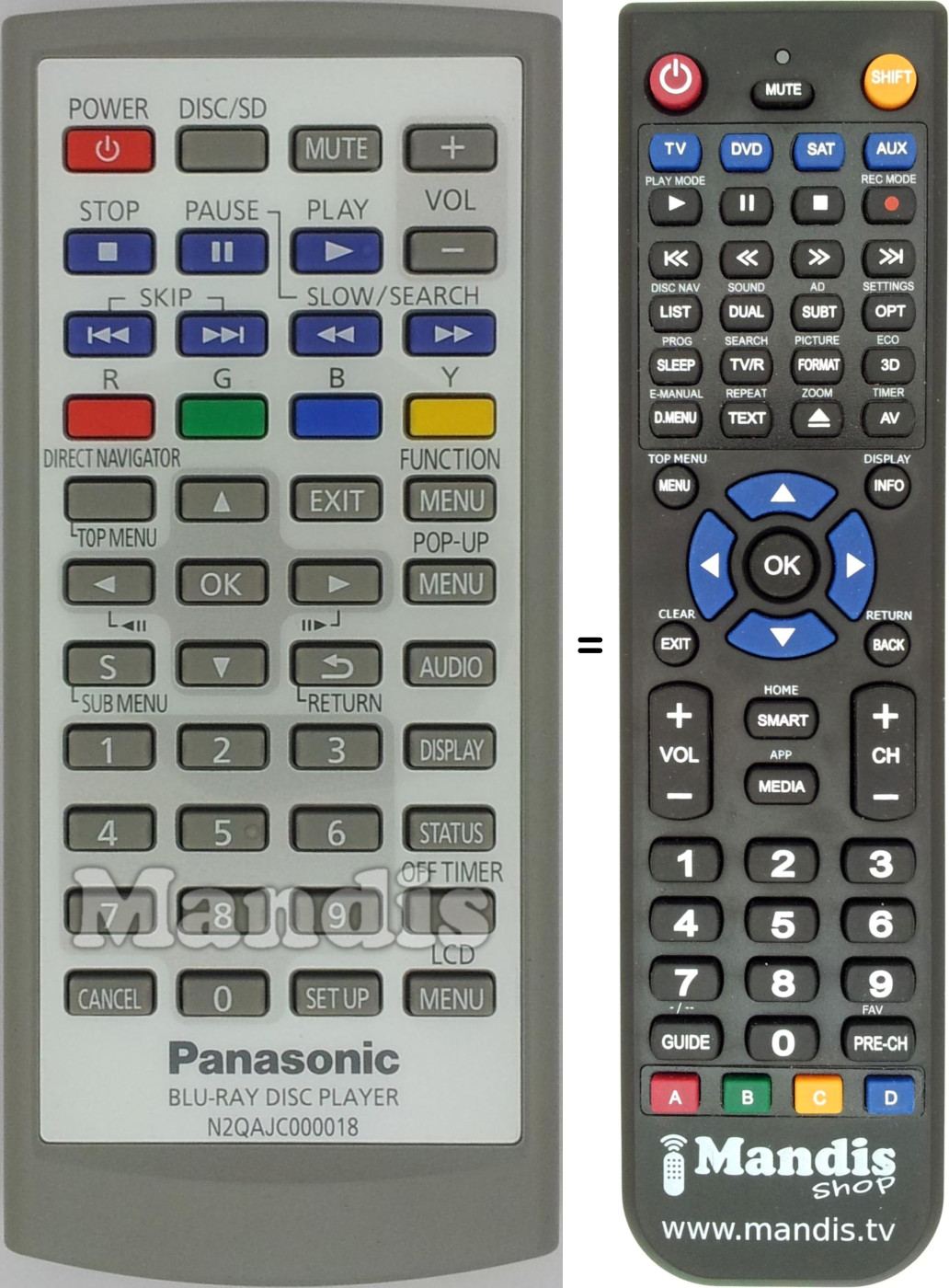 Replacement remote control N2QAJC000018