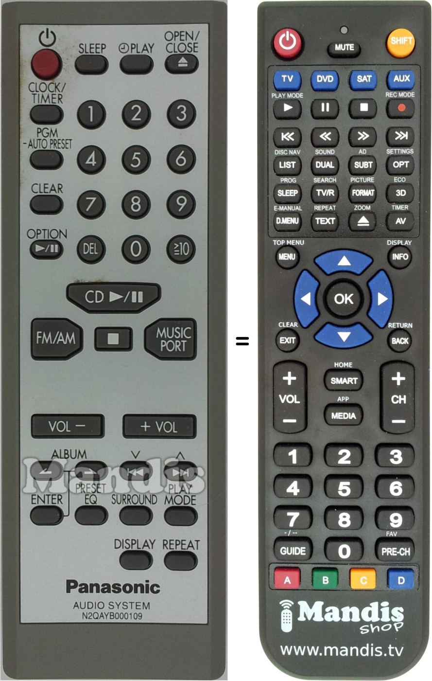 Replacement remote control N2QAYB000109