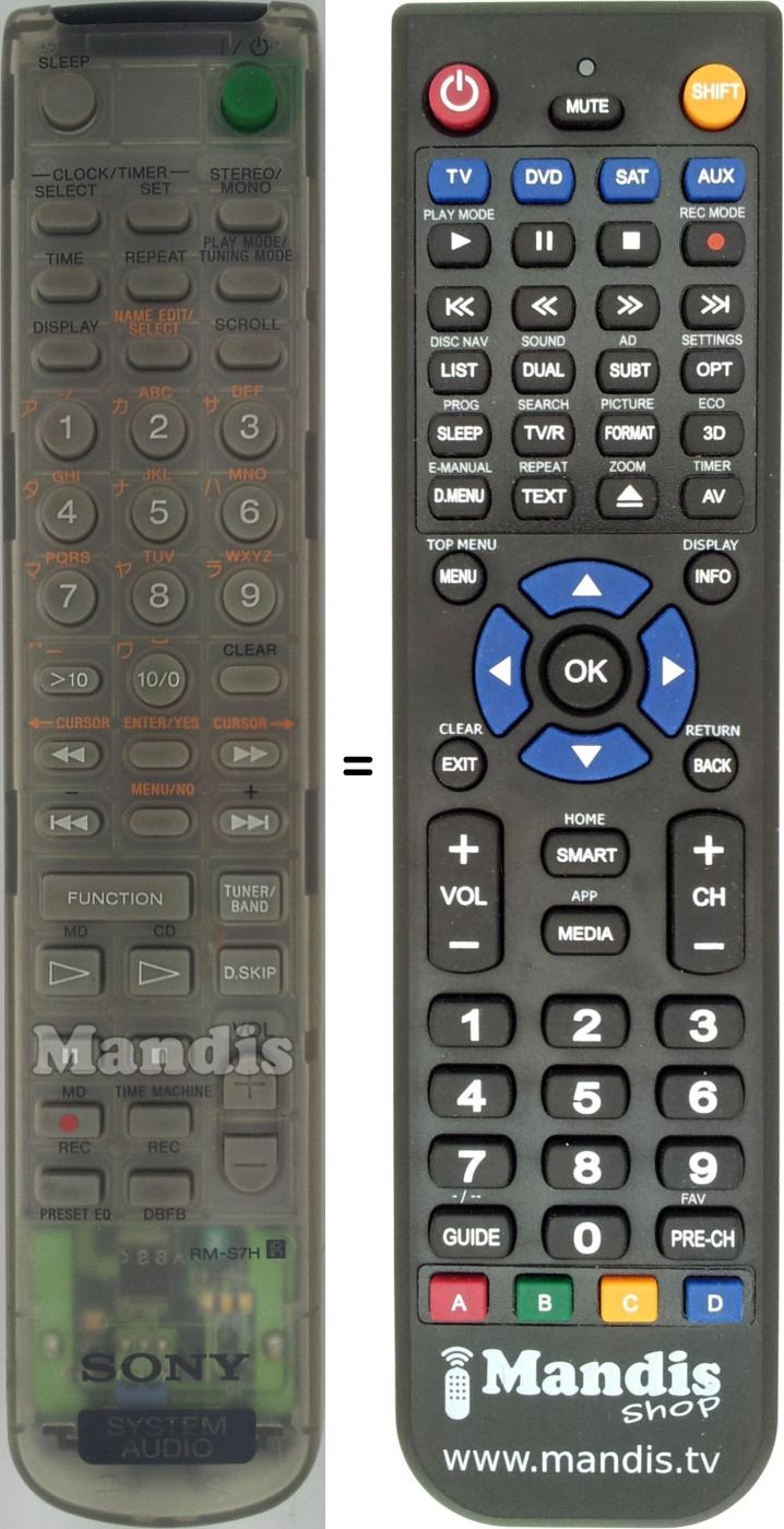 Télécommande équivalente RM-S7H