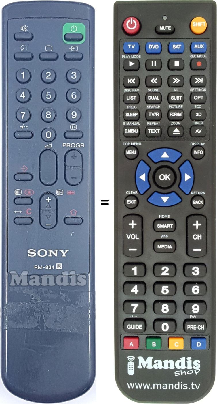 Télécommande équivalente RM 834