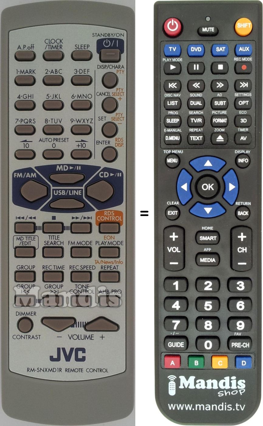 Télécommande équivalente JVC RM-SNXMD1R