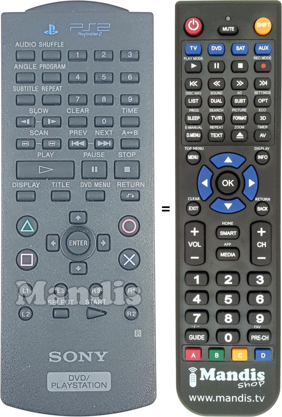Télécommande équivalente Sony SCPH-10150