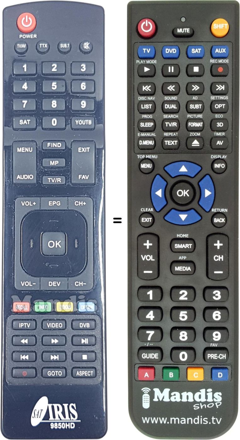 Replacement remote control 9850HD
