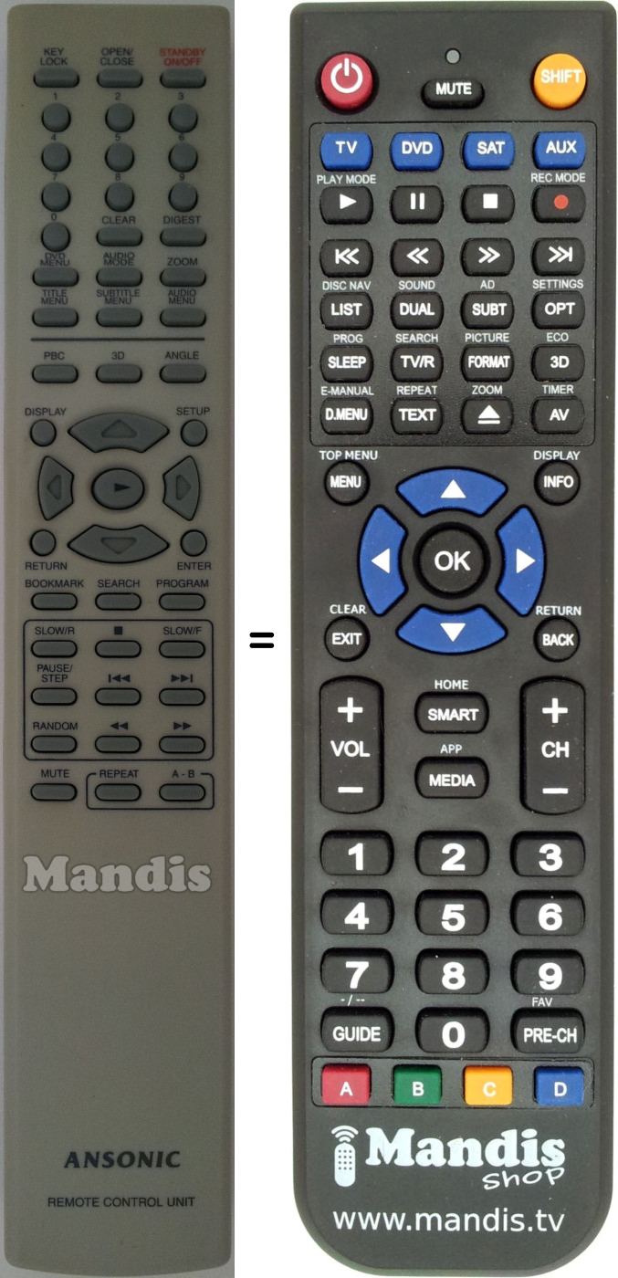 Replacement remote control ANS004