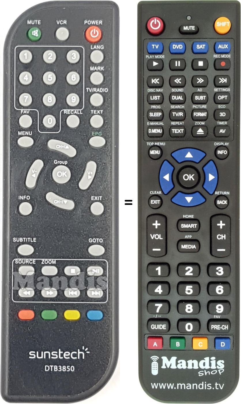 Replacement remote control DTB3850-2