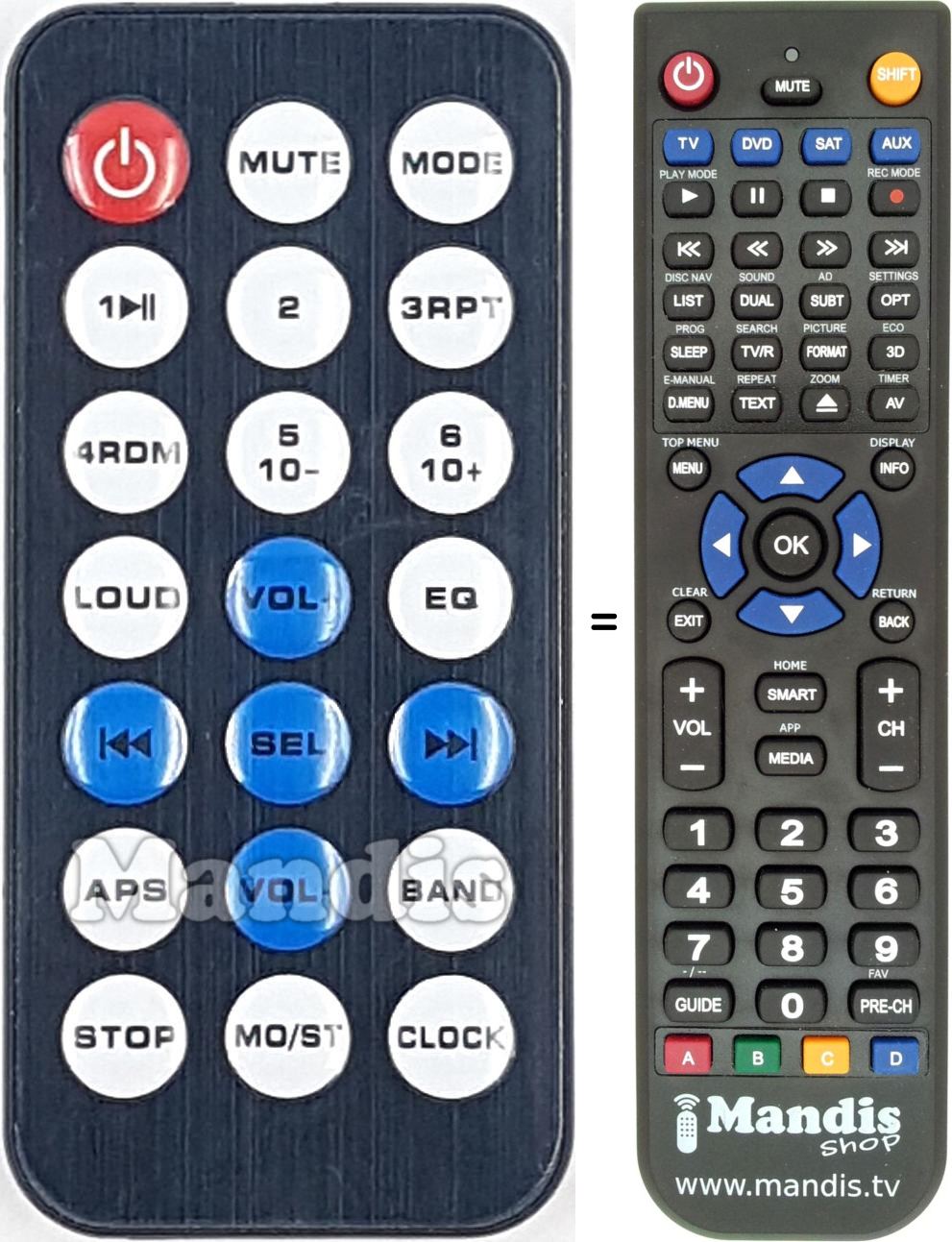 Télécommande équivalente REMCON1701