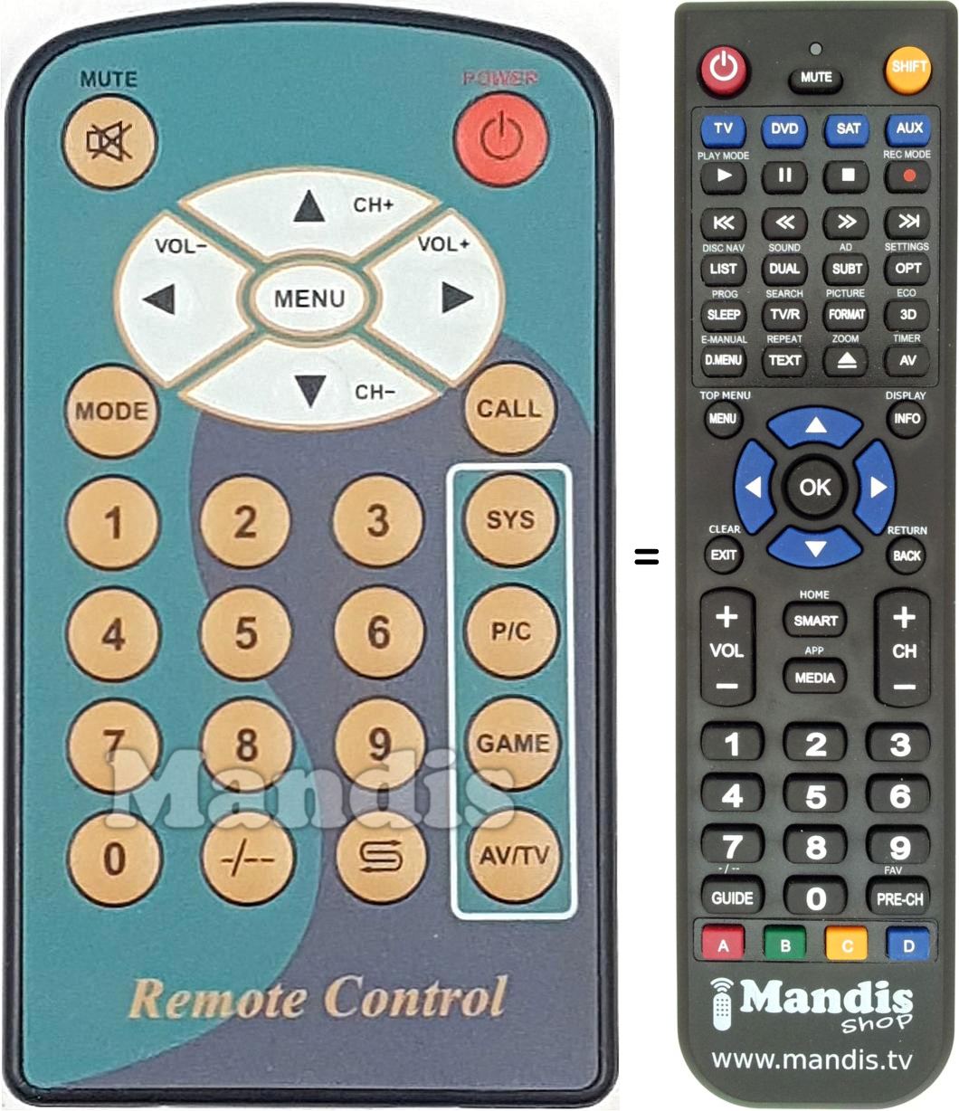 Télécommande équivalente REMCON1761